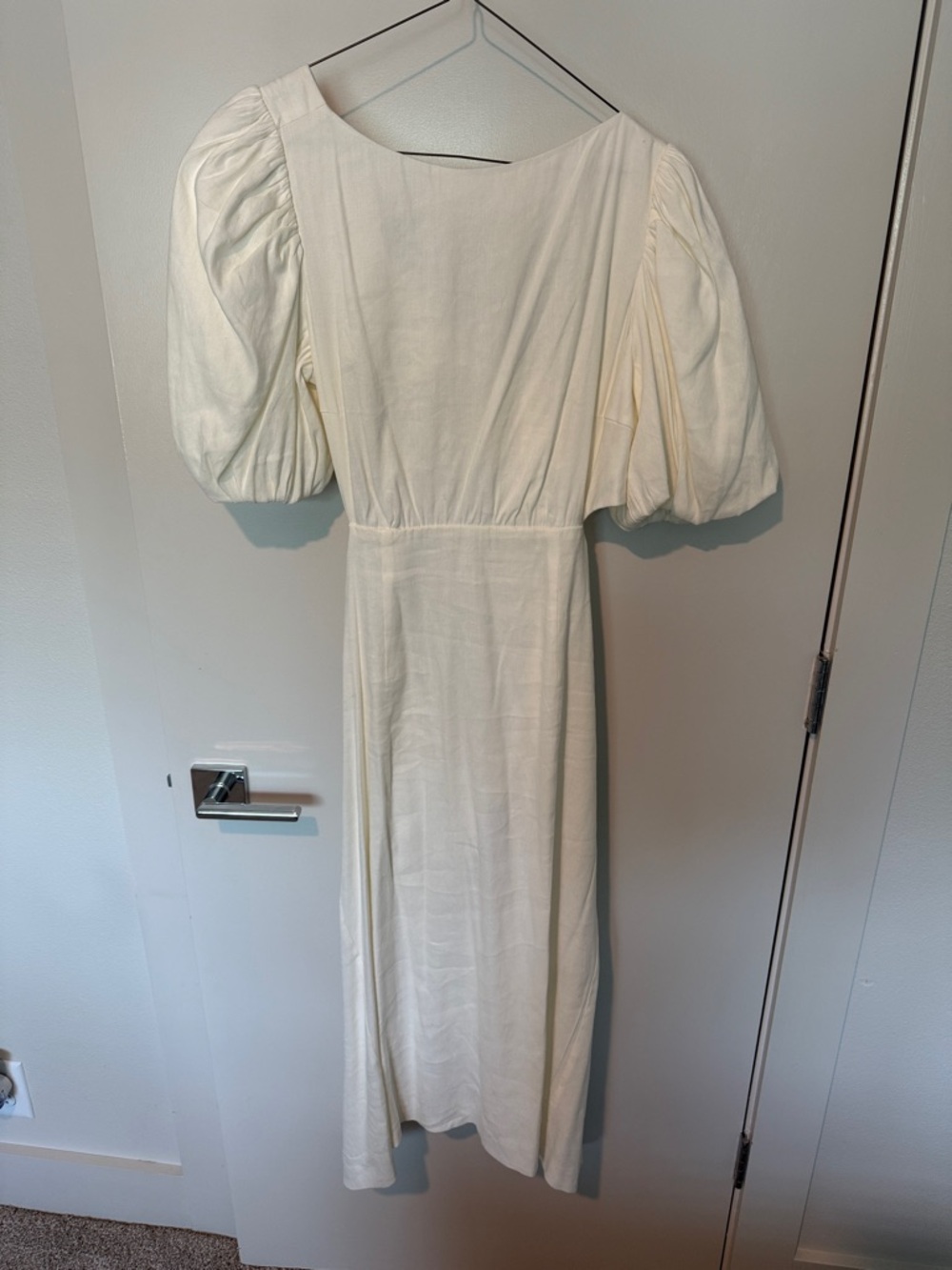 ANTONIO MELANI Cream Puff-Sleeve Midi Dress